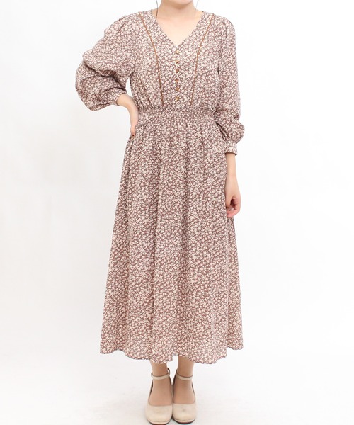ASTORIA ODIER(アストリアオディール)の「小花柄パイピングワンピース(ワンピース・レディース・ブラック/モカ・MEDIUM)」の19枚目の写真