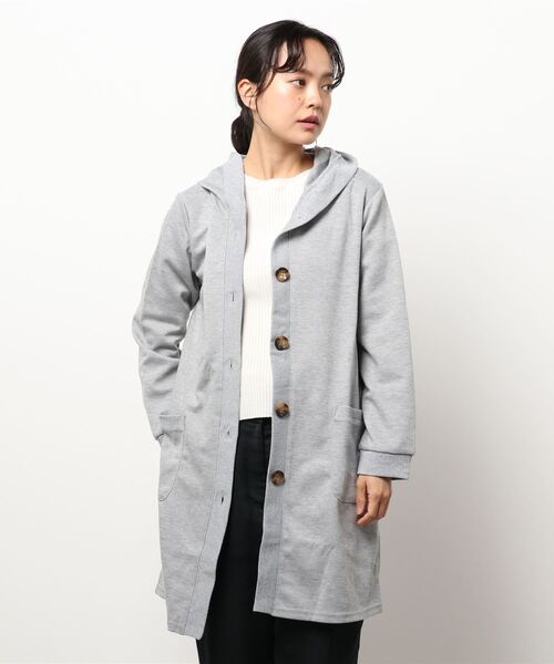 BELLUNA（ベルーナ）の「ボタン使いフードデザインカーディガン（カーディガン/ボレロ・レディース・ネイビー/ブルー/杢グレー・MEDIUM/LARGE/X-LARGE）」の10枚目の写真