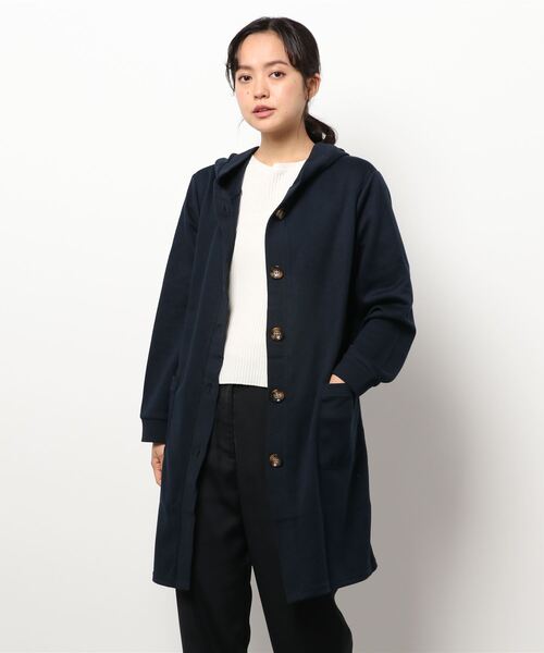 BELLUNA（ベルーナ）の「ボタン使いフードデザインカーディガン（カーディガン/ボレロ・レディース・ネイビー/ブルー/杢グレー・MEDIUM/LARGE/X-LARGE）」の11枚目の写真
