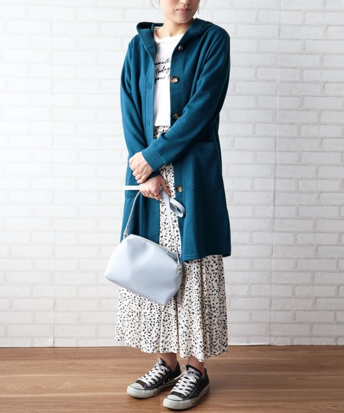 BELLUNA（ベルーナ）の「ボタン使いフードデザインカーディガン（カーディガン/ボレロ・レディース・ネイビー/ブルー/杢グレー・MEDIUM/LARGE/X-LARGE）」の9枚目の写真