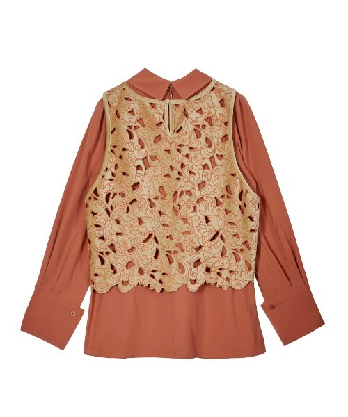 Ameri（アメリ）の「UND RENEE VELOUR VEST WITH BLOUSE（シャツ/ブラウス・レディース・ブラック/オレンジ/グリーン・FREE）」の18枚目の写真