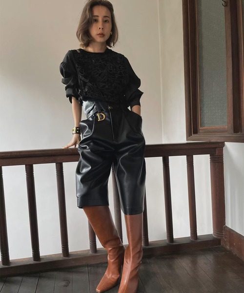 Ameri（アメリ）の「UND RENEE VELOUR VEST WITH BLOUSE（シャツ/ブラウス・レディース・ブラック/オレンジ/グリーン・FREE）」の19枚目の写真