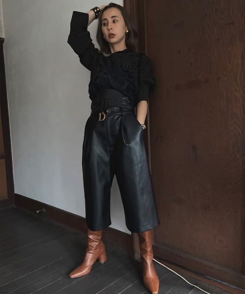 Ameri（アメリ）の「UND RENEE VELOUR VEST WITH BLOUSE（シャツ/ブラウス・レディース・ブラック/オレンジ/グリーン・FREE）」の6枚目の写真