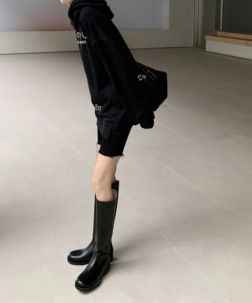 me+em select（ミームセレクト）の「フェイクレザーフラットロングブーツ（ブーツ・レディース・ブラック/ブラウン・24/24.5/23/23.5）」の12枚目の写真