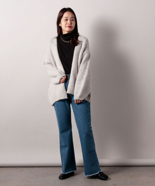 TRICOTS JEAN MARC（トリコットジーンマルク）の「【TRICOTS JEAN MARC/トリコ・ジャン マルク】CESAME モヘヤニットカーディガン（カーディガン/ボレロ・レディース・チャコールグレー/オフホワイト・38）」の3枚目の写真