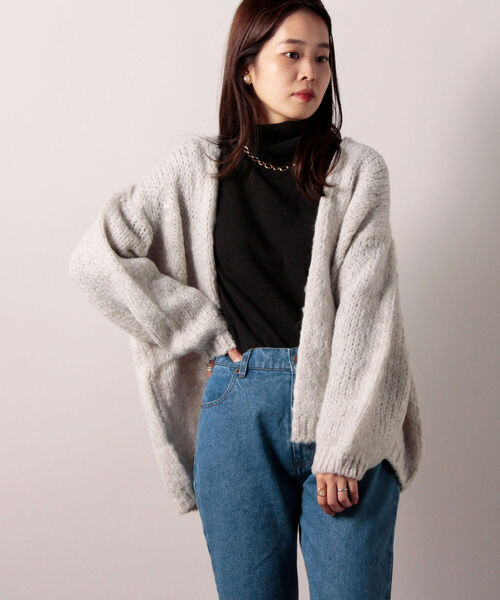 TRICOTS JEAN MARC（トリコットジーンマルク）の「【TRICOTS JEAN MARC/トリコ・ジャン マルク】CESAME モヘヤニットカーディガン（カーディガン/ボレロ・レディース・チャコールグレー/オフホワイト・38）」の16枚目の写真