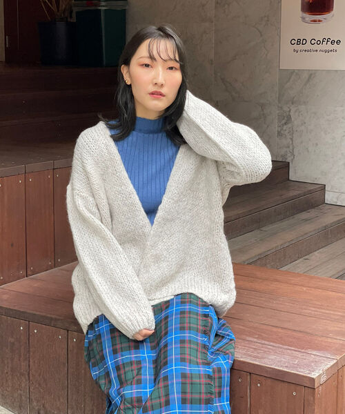 TRICOTS JEAN MARC（トリコットジーンマルク）の「【TRICOTS JEAN MARC/トリコ・ジャン マルク】CESAME モヘヤニットカーディガン（カーディガン/ボレロ・レディース・チャコールグレー/オフホワイト・38）」の19枚目の写真