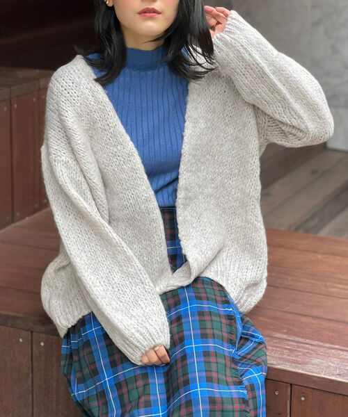 TRICOTS JEAN MARC（トリコットジーンマルク）の「【TRICOTS JEAN MARC/トリコ・ジャン マルク】CESAME モヘヤニットカーディガン（カーディガン/ボレロ・レディース・チャコールグレー/オフホワイト・38）」の22枚目の写真