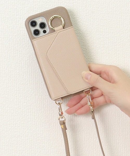 ensemble(皮革ブランド)（アンサンブル）の「【ensemble 正規品】【 ensemble / アンサンブル 】PORTE(ベルト付き) バイカラー 鏡 カードケース付きiPhoneケース E811001 VCT（スマホケース/カバー・レディース・ブラック/グレー/ベージュ・3/5/2/4/6/7/11/12/10）」の3枚目の写真