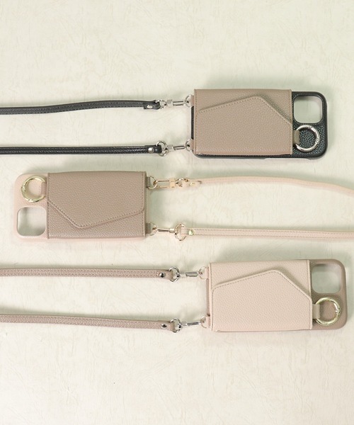 ensemble(皮革ブランド)（アンサンブル）の「【ensemble 正規品】【 ensemble / アンサンブル 】PORTE(ベルト付き) バイカラー 鏡 カードケース付きiPhoneケース E811001 VCT（スマホケース/カバー・レディース・ブラック/グレー/ベージュ・3/5/2/4/6/7/11/12/10）」の8枚目の写真