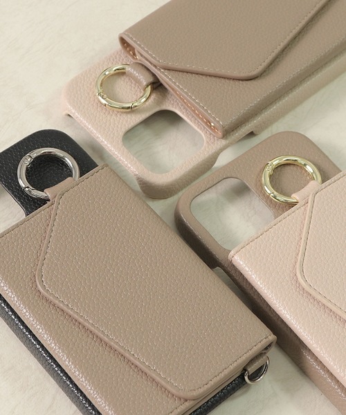 ensemble(皮革ブランド)（アンサンブル）の「【ensemble 正規品】【 ensemble / アンサンブル 】PORTE(ベルト付き) バイカラー 鏡 カードケース付きiPhoneケース E811001 VCT（スマホケース/カバー・レディース・ブラック/グレー/ベージュ・3/5/2/4/6/7/11/12/10）」の7枚目の写真