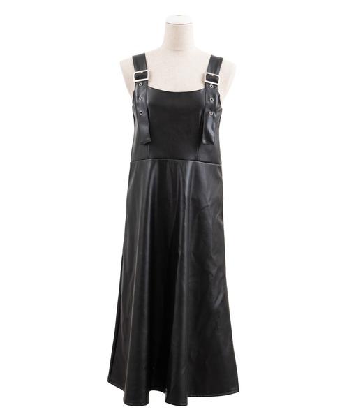 PUNYUS（プニュズ）の「フェイクレザージャンパースカート（ジャンパースカート・レディース・ブラック/ブラウン・4/3/2/1）」の13枚目の写真