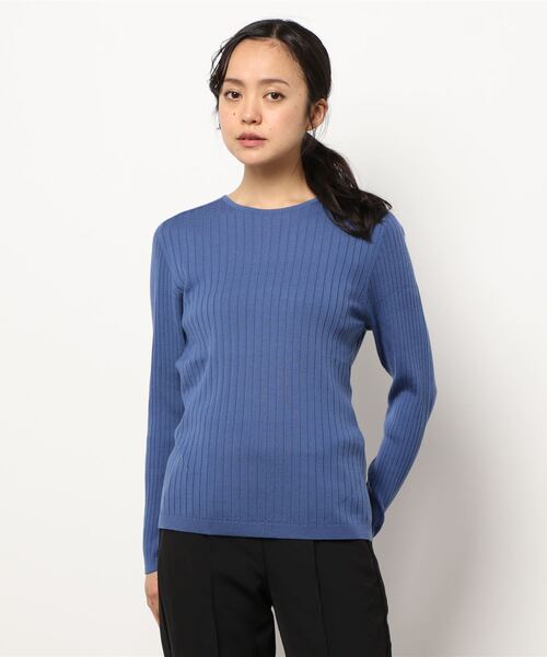 HANAE MORI(ハナエモリ)の「【HANAE MORI】ハイゲージニット(ニット/セーター・レディース・ブラック/ブルー・38/40)」の1枚目の写真