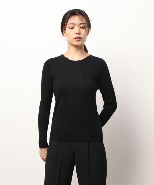HANAE MORI(ハナエモリ)の「【HANAE MORI】ハイゲージニット(ニット/セーター・レディース・ブラック/ブルー・38/40)」の2枚目の写真