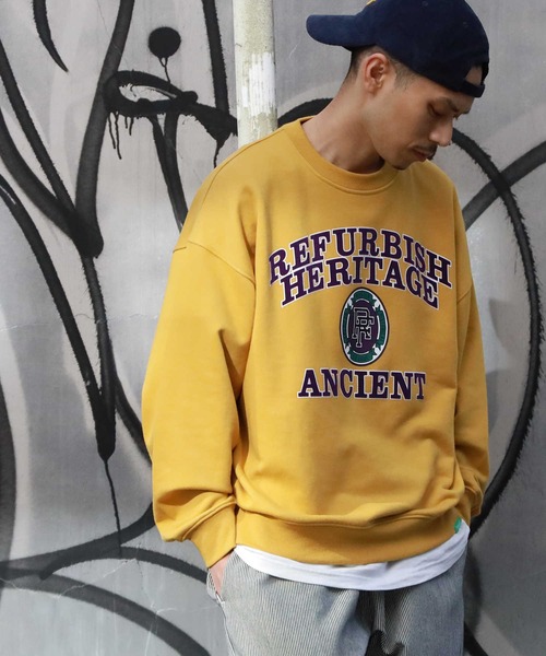 BACK NUMBER（バックナンバー）の「【BACK NUMBER】「Refufbish」クルーネックスウェット（スウェット・メンズ・イエロー/レッド/ライトグレー/ブラック/ターコイズブルー/グリーン・L/XL/M/S）」の5枚目の写真