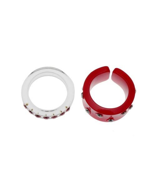 jouetie（ジュエティ）の「アクリルビジュー2セットリング（リング・レディース・ブラック/レッド/ピンク/グリーン・FREE）」の9枚目の写真