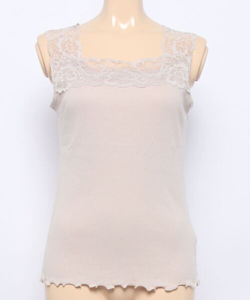 SpRay(スプレイ)の「2 WAY レースキャミソール(キャミソール・レディース・オレンジ/グレイッシュベージュ/アイボリー/ブラック/ライトグレー/パープル・FREE)」の4枚目の写真