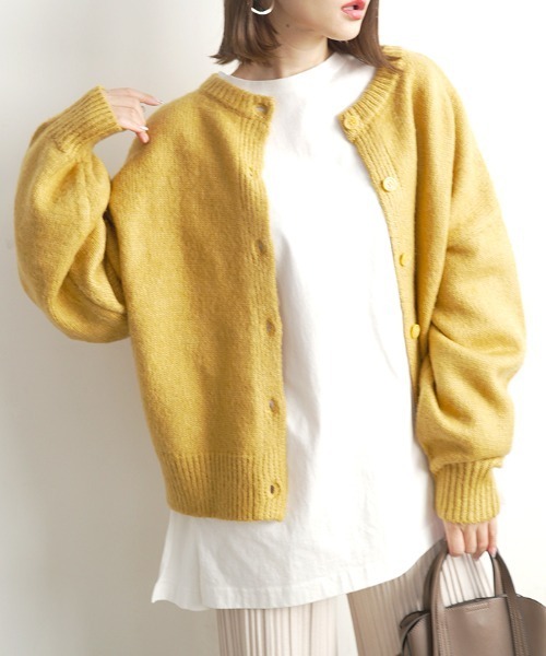 Futier land(フューティアランド)の「2way起毛クルーネックカーディガン(カーディガン/ボレロ・レディース・ピンク/イエロー/ブルー/グリーン/アイボリー・FREE)」の1枚目の写真