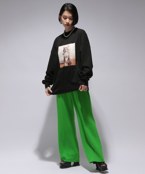 HARE（ハレ）の「カラーソフトワイドフレアパンツ(HARE)（その他パンツ・レディース・ブラック/ブルー/グリーン・SMALL/MEDIUM）」の4枚目の写真