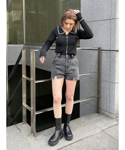 ENVYM（アンビー）の「ロックパイピングＰＯ（Tシャツ/カットソー・レディース・ブラック/ホワイト・FREE）」の7枚目の写真