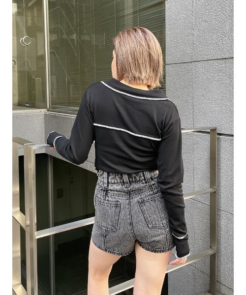 ENVYM（アンビー）の「ロックパイピングＰＯ（Tシャツ/カットソー・レディース・ブラック/ホワイト・FREE）」の6枚目の写真