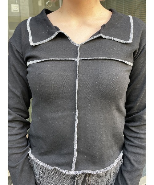 ENVYM（アンビー）の「ロックパイピングＰＯ（Tシャツ/カットソー・レディース・ブラック/ホワイト・FREE）」の12枚目の写真