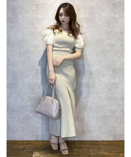 dazzlin（ダズリン）の「オープンシアースリーブマーメイドニットワンピース（ワンピース・レディース・ブラック/ベージュ/ピンク/グリーン・FREE）」の3枚目の写真