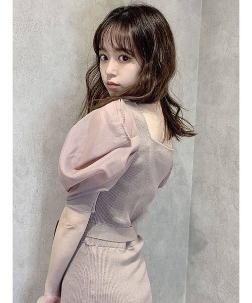 dazzlin（ダズリン）の「オープンシアースリーブマーメイドニットワンピース（ワンピース・レディース・ブラック/ベージュ/ピンク/グリーン・FREE）」の15枚目の写真