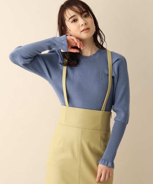 OPAQUE.CLIP（オペークドットクリップ）の「◆クルーネックデザインリブニット（ニット/セーター・レディース・パープル/オフホワイト/ブルー・38）」の3枚目の写真