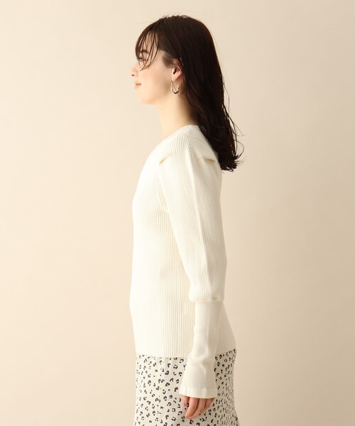 OPAQUE.CLIP（オペークドットクリップ）の「◆クルーネックデザインリブニット（ニット/セーター・レディース・パープル/オフホワイト/ブルー・38）」の5枚目の写真