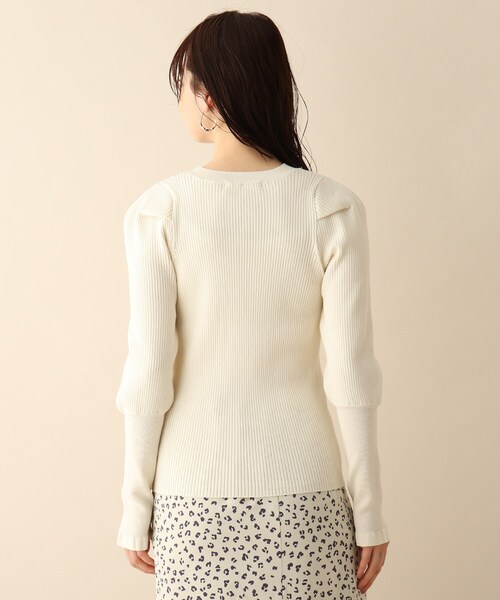 OPAQUE.CLIP（オペークドットクリップ）の「◆クルーネックデザインリブニット（ニット/セーター・レディース・パープル/オフホワイト/ブルー・38）」の6枚目の写真