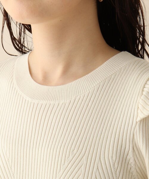 OPAQUE.CLIP（オペークドットクリップ）の「◆クルーネックデザインリブニット（ニット/セーター・レディース・パープル/オフホワイト/ブルー・38）」の7枚目の写真