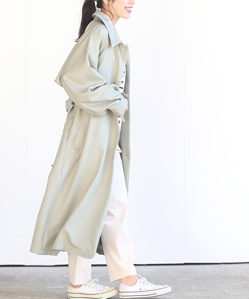 rps（アールピーエス）の「２ＷＡＹカラーボリュームスリーブコート（トレンチコート・レディース・ベージュ/ライトカーキ/グレイッシュベージュ・M）」の10枚目の写真