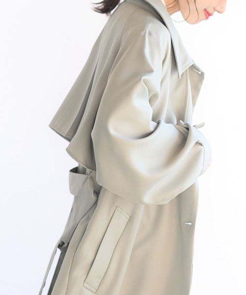 rps（アールピーエス）の「２ＷＡＹカラーボリュームスリーブコート（トレンチコート・レディース・ベージュ/ライトカーキ/グレイッシュベージュ・M）」の14枚目の写真