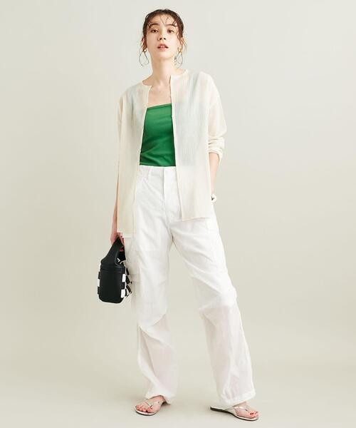 BEAUTY&YOUTH UNITED ARROWS（ビューティーアンドユースユナイテッドアローズ）の「クレープ クルーネックカーディガン -ウォッシャブル-（カーディガン/ボレロ・レディース・ライム/ブラック/ホワイト/ダークブラウン/イエロー・FREE）」の10枚目の写真