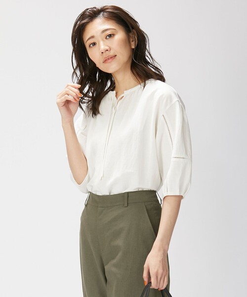 J.PRESS(ジェイプレス)の「【WEB限定カラーあり】ナチュラルジャージー カットソー(Tシャツ/カットソー・レディース・ホワイト系/ネイビー系/イエロー系/ピンク系・T13)」の1枚目の写真