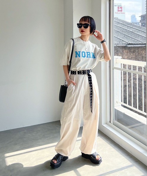 PAGEBOY（ページボーイ）の「綿100％ イージーカーゴパンツ（カーゴパンツ・レディース・オフホワイト/ブラック/カーキ・FREE）」の4枚目の写真