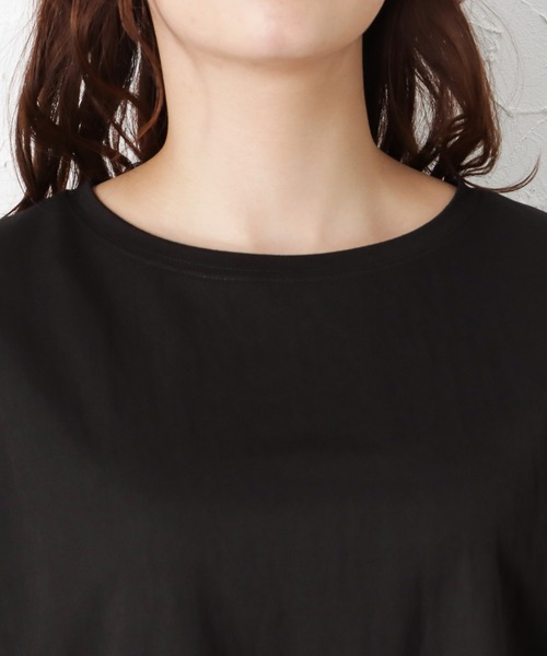 Mac-House（マックハウス）の「SARARI サラリ チュニック丈Tシャツ（Tシャツ/カットソー・レディース・ブラック/グレー/ブルー/グレイッシュベージュ・フリー）」の11枚目の写真