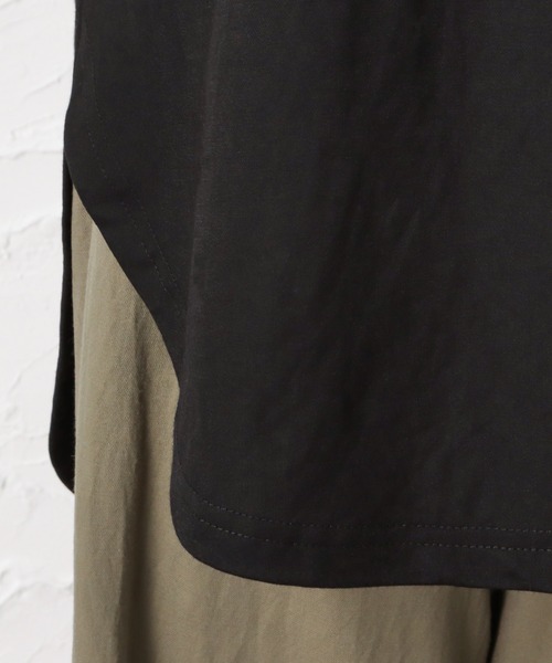 Mac-House（マックハウス）の「SARARI サラリ チュニック丈Tシャツ（Tシャツ/カットソー・レディース・ブラック/グレー/ブルー/グレイッシュベージュ・フリー）」の13枚目の写真