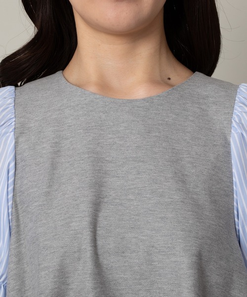 ローズティアラ 46サイズ チュニック ストライプ切替ドッキング