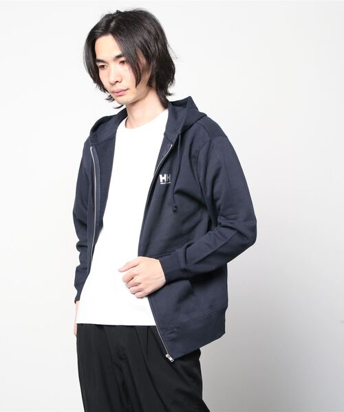 HELLY HANSEN（ヘリーハンセン）の「ヘリーハンセン  HH Logo Full-zip Sweat Hoodie(HH ロゴフルジップスウェットフーディ)（スウェット・メンズ・ネイビー/グレー/サンドグレー・S/M/L/XL）」の3枚目の写真