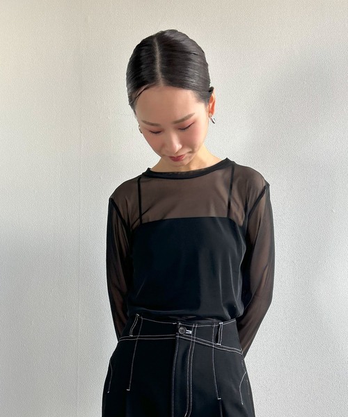 Kotoe（コトエ）の「レディース カラー シースルーカットソー シアーカットソー シアーT 長袖 スキントップス（Tシャツ/カットソー・レディース・ホワイト/グリーン/ブラック/オレンジ/ライム/ライトブルー/ネイビー/レッド・L/M）」の11枚目の写真