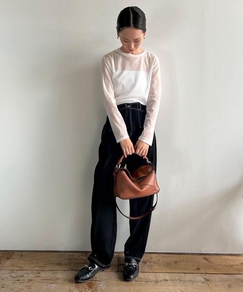 Kotoe（コトエ）の「レディース カラー シースルーカットソー シアーカットソー シアーT 長袖 スキントップス（Tシャツ/カットソー・レディース・ホワイト/グリーン/ブラック/オレンジ/ライム/ライトブルー/ネイビー/レッド・L/M）」の16枚目の写真