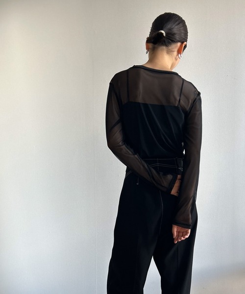 Kotoe（コトエ）の「レディース カラー シースルーカットソー シアーカットソー シアーT 長袖 スキントップス（Tシャツ/カットソー・レディース・ホワイト/グリーン/ブラック/オレンジ/ライム/ライトブルー/ネイビー/レッド・L/M）」の15枚目の写真