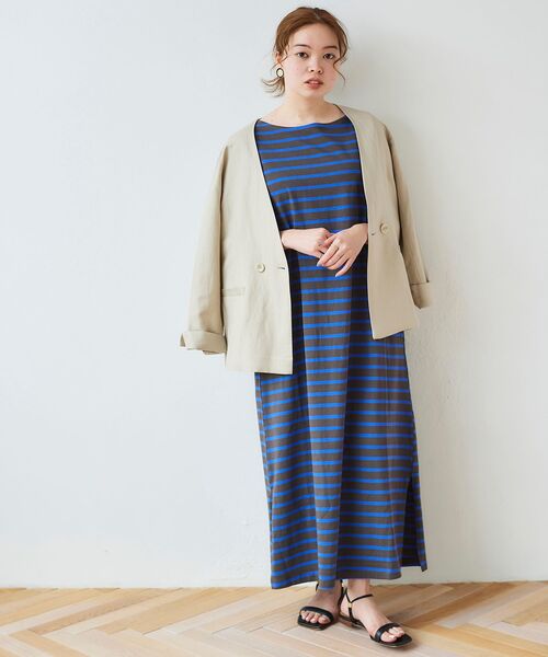 le.coeur blanc（ルクールブラン）の「ボーダーフレンチワンピース（ワンピース・レディース・グレー系その他3/ブラック系その他・38）」の7枚目の写真