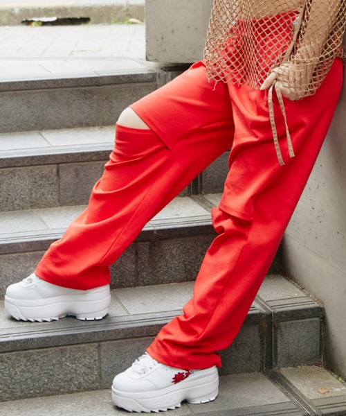 atmos pink（アトモスピンク）の「atmos pink カットスウェットパンツ（スウェットパンツ・レディース・グレー/レッド/ブルー・FREE）」の3枚目の写真