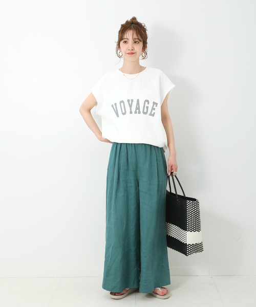 B.C STOCK(ベーセーストック)の「カットオフ裏毛プリントベスト(Tシャツ/カットソー・レディース・ホワイト/ベージュ/ネイビー・FREE)」の4枚目の写真