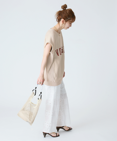 B.C STOCK(ベーセーストック)の「カットオフ裏毛プリントベスト(Tシャツ/カットソー・レディース・ホワイト/ベージュ/ネイビー・FREE)」の11枚目の写真