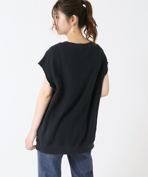 B.C STOCK(ベーセーストック)の「カットオフ裏毛プリントベスト(Tシャツ/カットソー・レディース・ホワイト/ベージュ/ネイビー・FREE)」の14枚目の写真