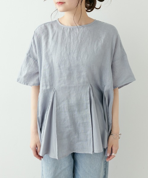 PUAL CE CIN(ピュアルセシン)の「フレンチリネン 製品染フレアブラウス(シャツ/ブラウス・レディース・ベージュ/ブルー/チャコール・FREE)」の20枚目の写真